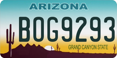 AZ license plate BOG9293