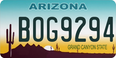 AZ license plate BOG9294