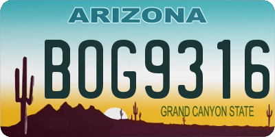 AZ license plate BOG9316