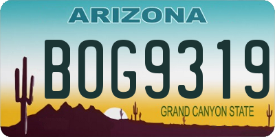 AZ license plate BOG9319