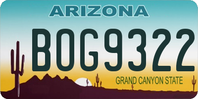 AZ license plate BOG9322