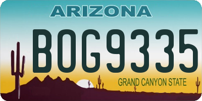 AZ license plate BOG9335