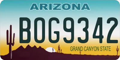 AZ license plate BOG9342
