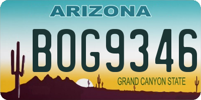 AZ license plate BOG9346