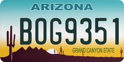 AZ license plate BOG9351