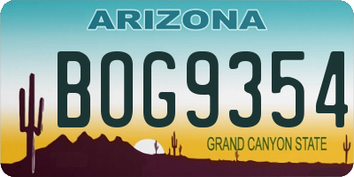 AZ license plate BOG9354