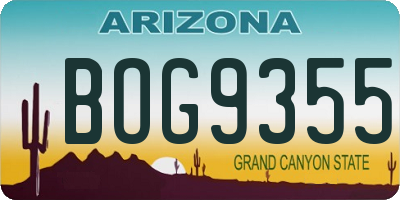 AZ license plate BOG9355