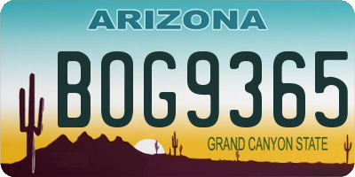 AZ license plate BOG9365