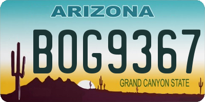 AZ license plate BOG9367