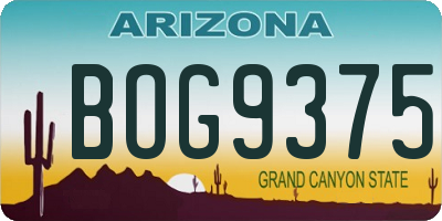 AZ license plate BOG9375