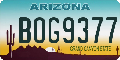 AZ license plate BOG9377