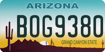 AZ license plate BOG9380
