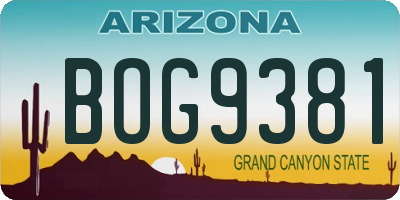 AZ license plate BOG9381
