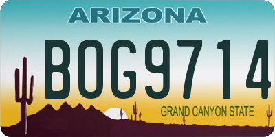 AZ license plate BOG9714