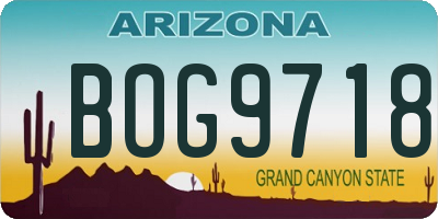 AZ license plate BOG9718