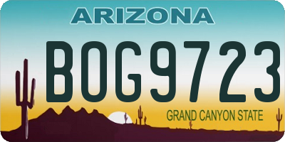 AZ license plate BOG9723