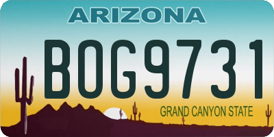 AZ license plate BOG9731