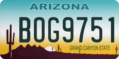 AZ license plate BOG9751