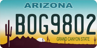 AZ license plate BOG9802