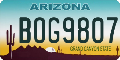 AZ license plate BOG9807