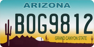 AZ license plate BOG9812