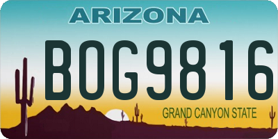 AZ license plate BOG9816