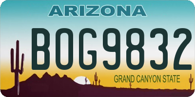 AZ license plate BOG9832