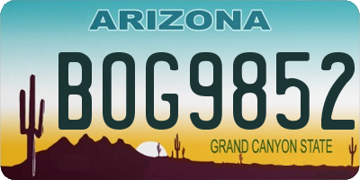 AZ license plate BOG9852