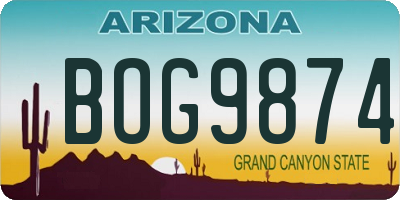 AZ license plate BOG9874