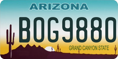 AZ license plate BOG9880