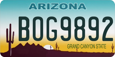 AZ license plate BOG9892