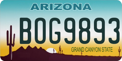AZ license plate BOG9893