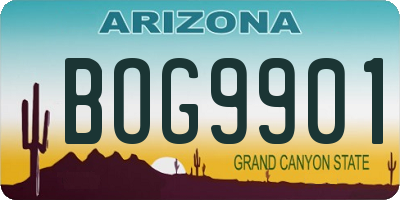 AZ license plate BOG9901