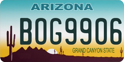 AZ license plate BOG9906