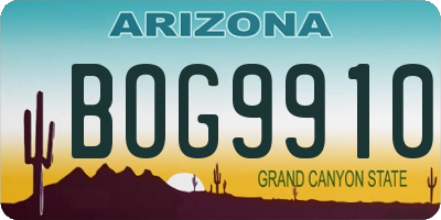 AZ license plate BOG9910