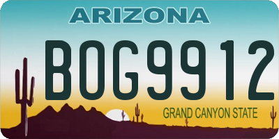 AZ license plate BOG9912