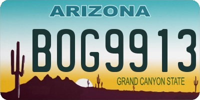 AZ license plate BOG9913
