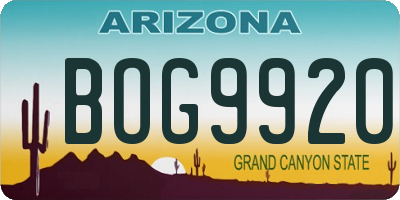 AZ license plate BOG9920