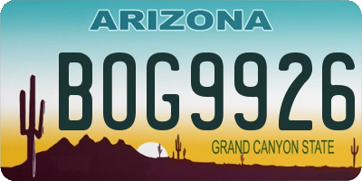 AZ license plate BOG9926