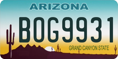 AZ license plate BOG9931