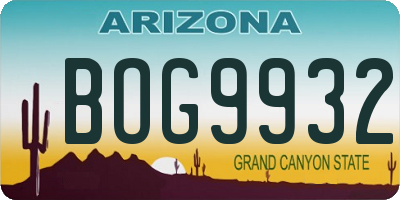 AZ license plate BOG9932