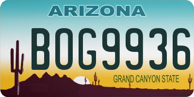 AZ license plate BOG9936