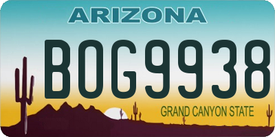 AZ license plate BOG9938