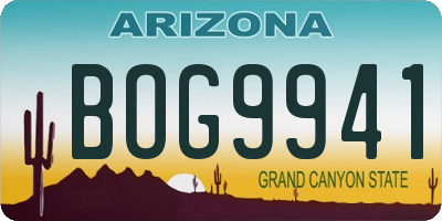 AZ license plate BOG9941