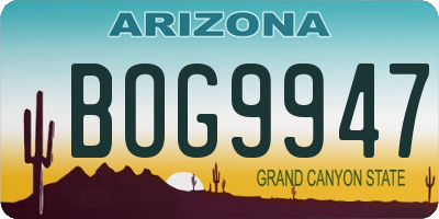 AZ license plate BOG9947