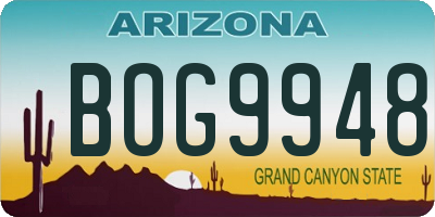 AZ license plate BOG9948