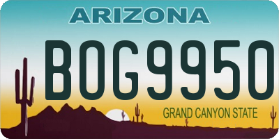 AZ license plate BOG9950