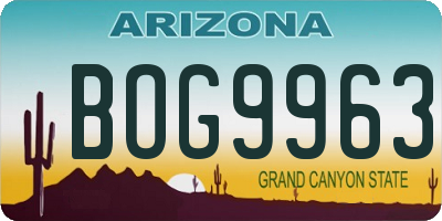 AZ license plate BOG9963