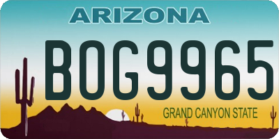 AZ license plate BOG9965