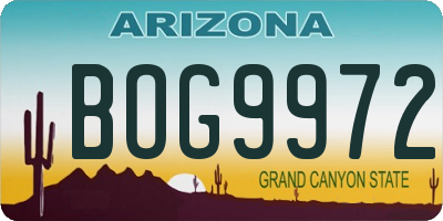 AZ license plate BOG9972